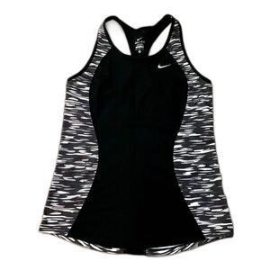 Nike Dri Fit Racerback Black White Camo Workout Athletic Tank Top Size Medium